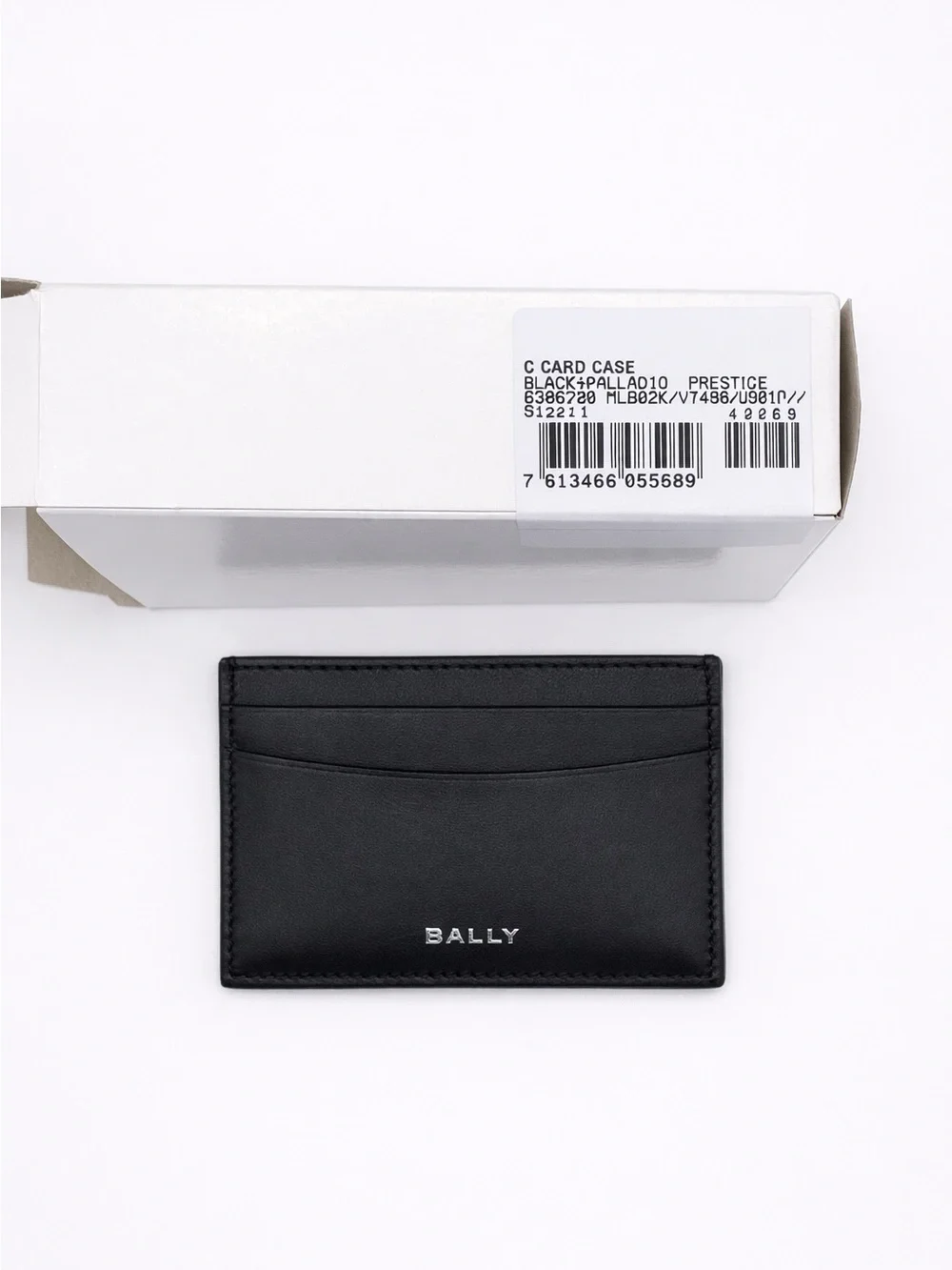 Bally Mens Busy Black Leather Slim Card Case Solid Pattern